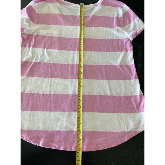 LOFT "VTG Soft " pink and white ladies v-neck tee. MEDIUM - Picture 6 of 7